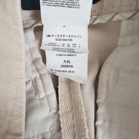 Max Mara Off White Corduroy Straight Leg Mid Rise Cropped Pants - Picture 7 of 11